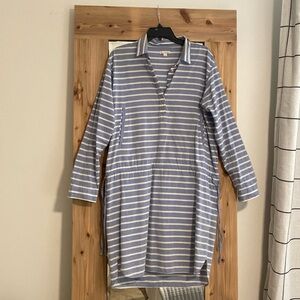 GAP cotton shirt dress in blue and white stripe.